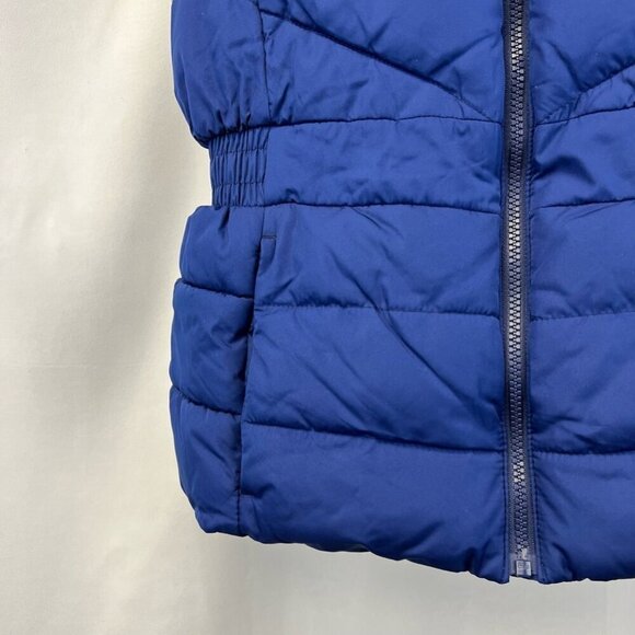 Banana Republic Womens Vest Blue Zipper Detachable Hood Elastic Waist Pockets S - Picture 8 of 10